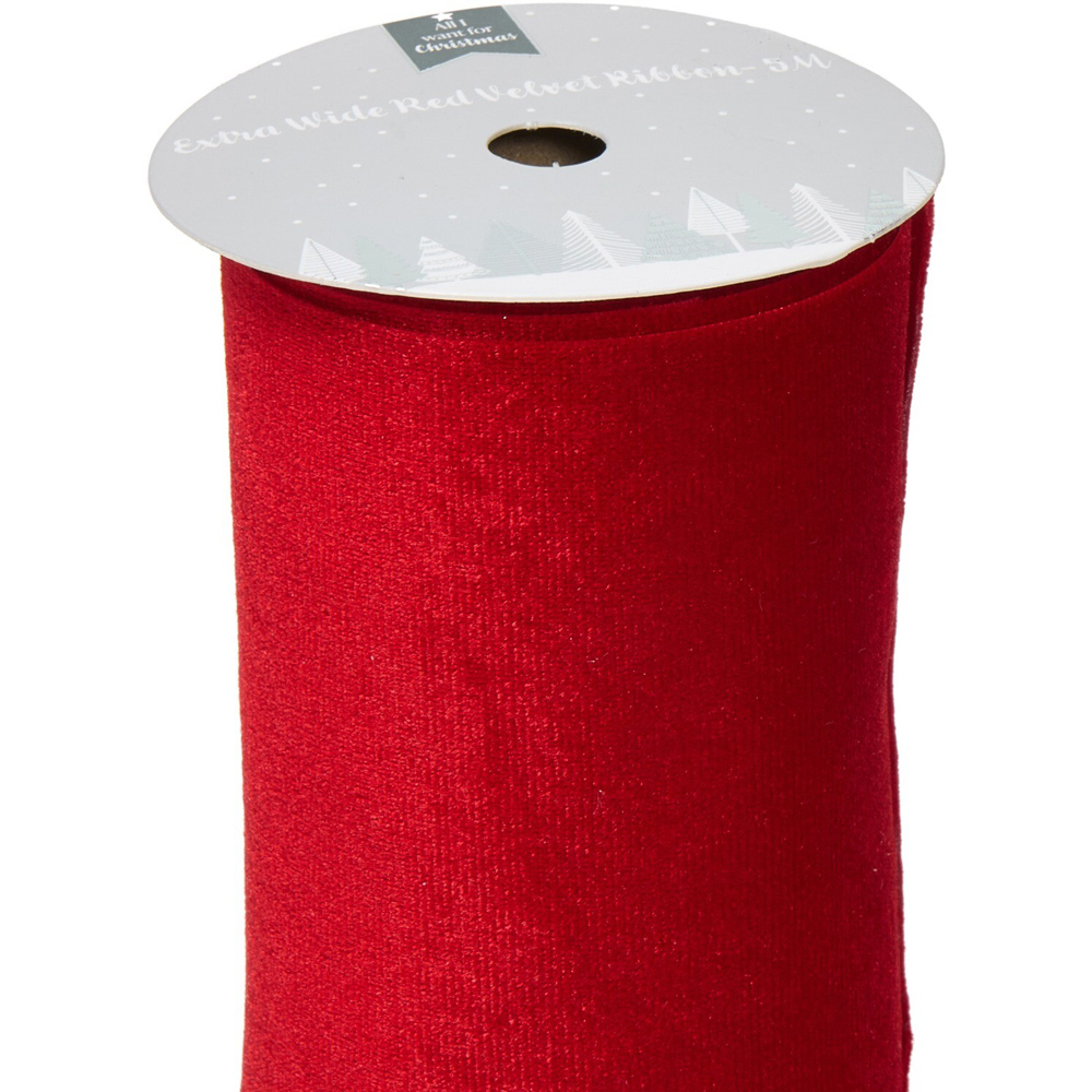Extra Wide Velvet Ribbon Red Image 2