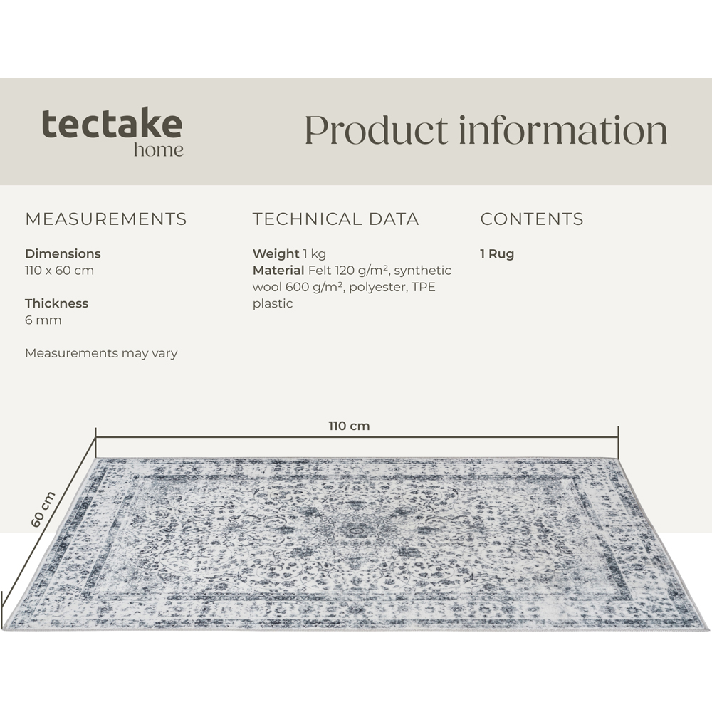 tectake Aliya Washable Rug 110 x 60cm Image 8