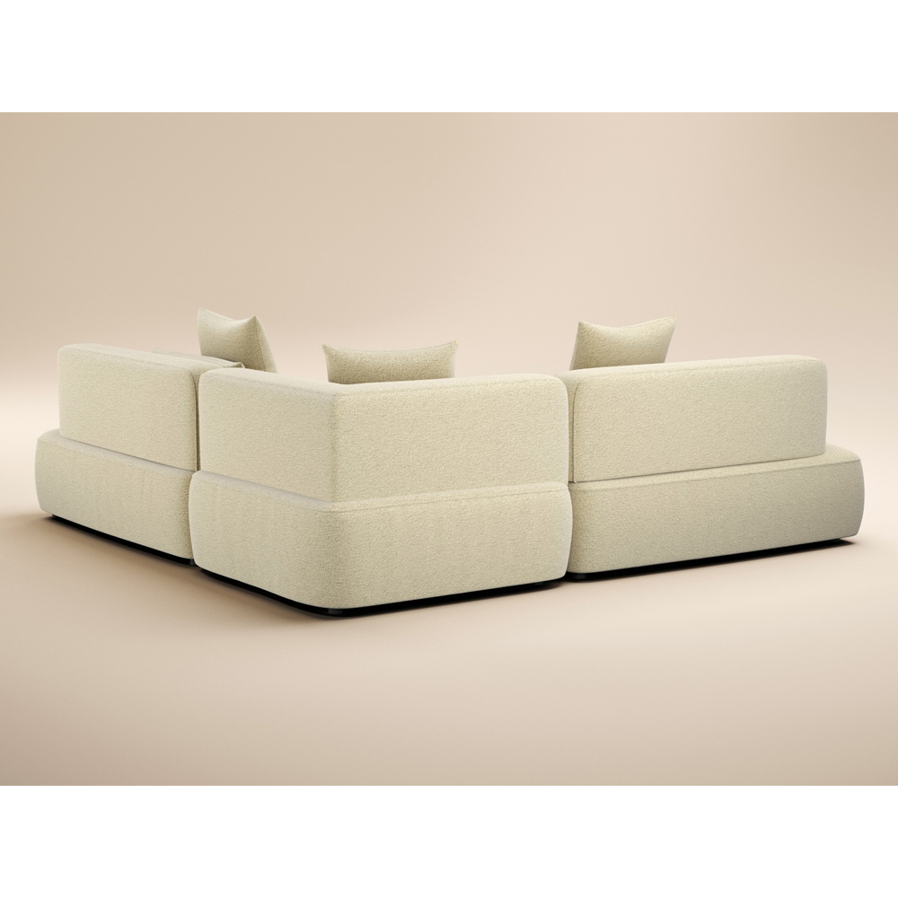SOLACE+CO Luna 3 Seater Beige Chenille Large Corner Sofa Image 4