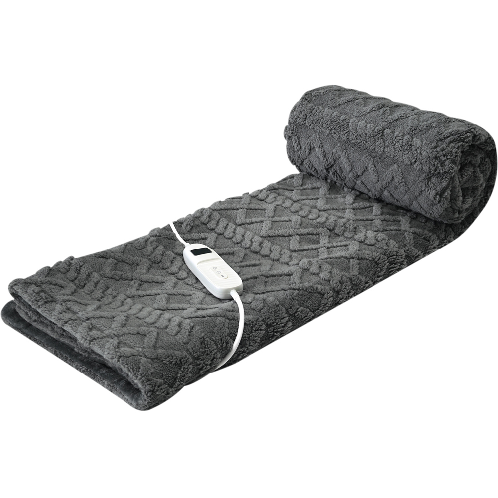 Cable Knit Electric Heated Throw Grey Image 7
