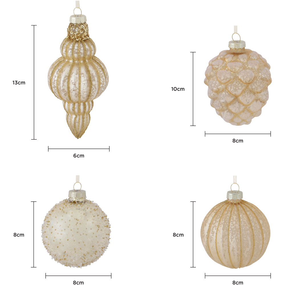 Charles Bentley Gold Coloured Glass Bauble Collection 12 Pack Image 7