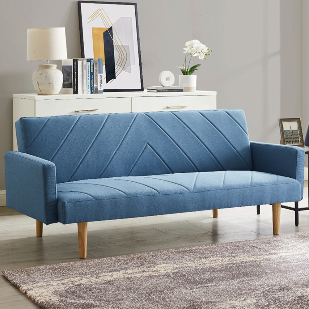 Home Detail Ryan 2 Seater Blue Sofa Bed Image 1