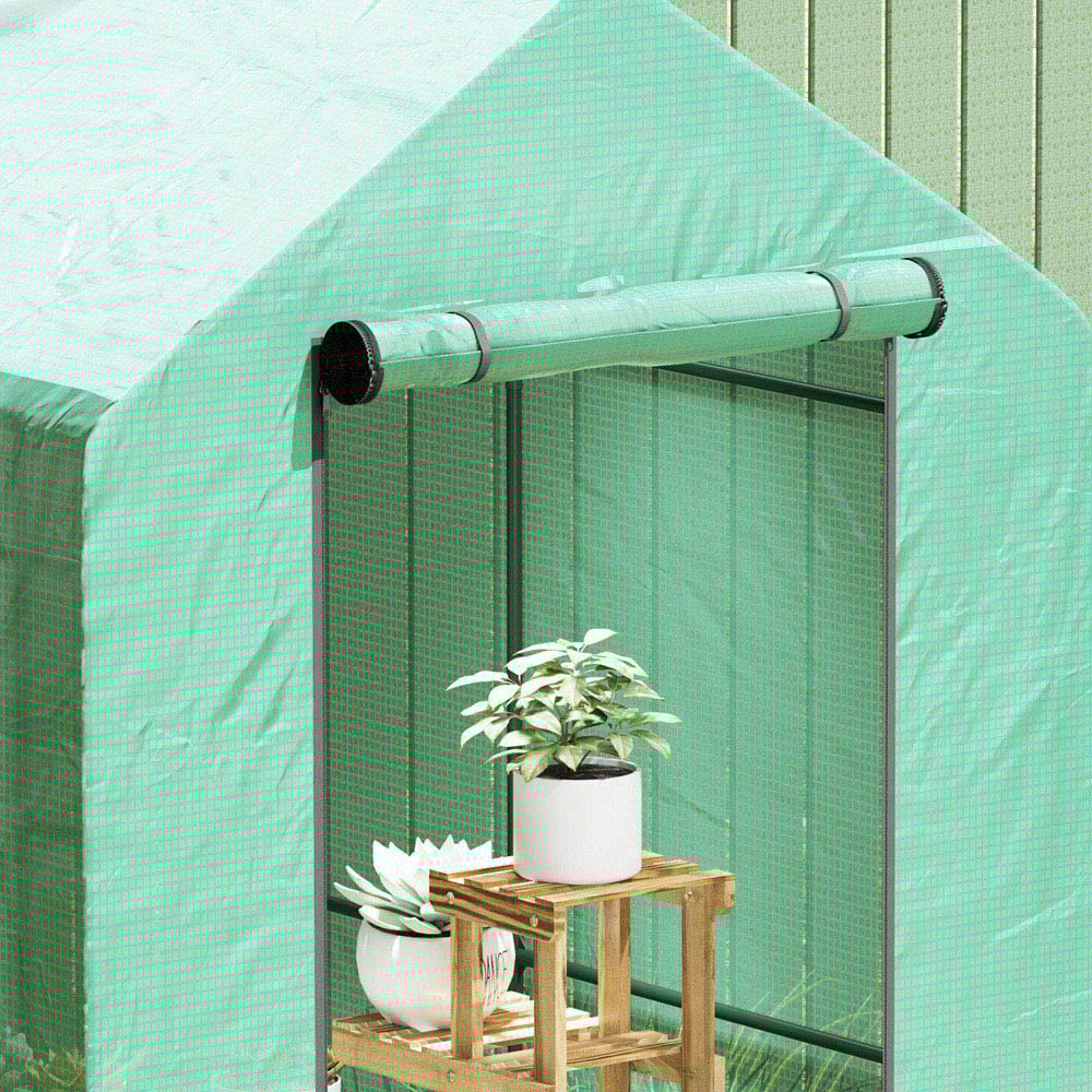 Outsunny Green 4 Shelf PE Cover 3.9 x 6.1ft Walk In Greenhouse Image 4