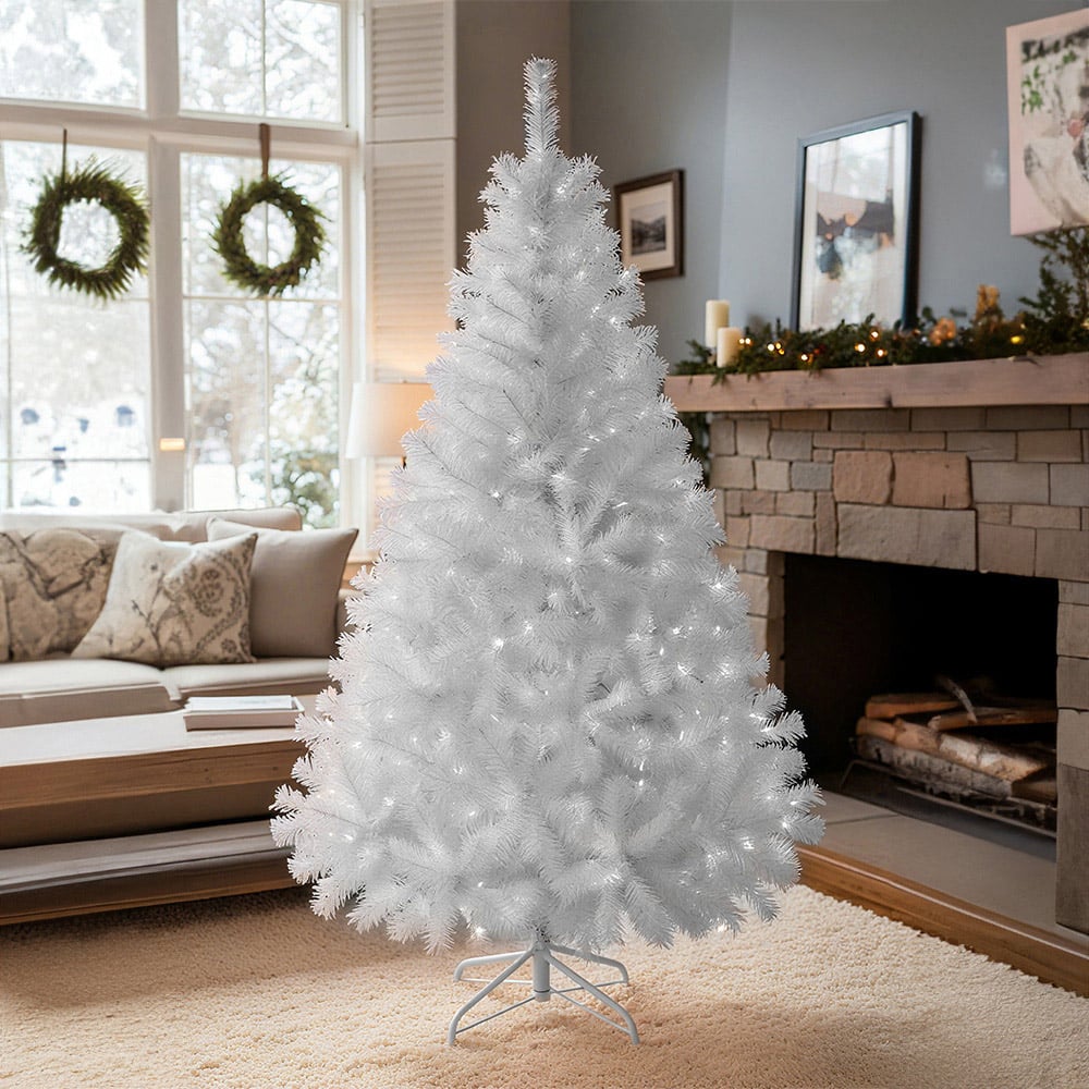 Living and Home Metal Base Snow-Flocked Artificial Christmas Tree 6.8ft Image 2