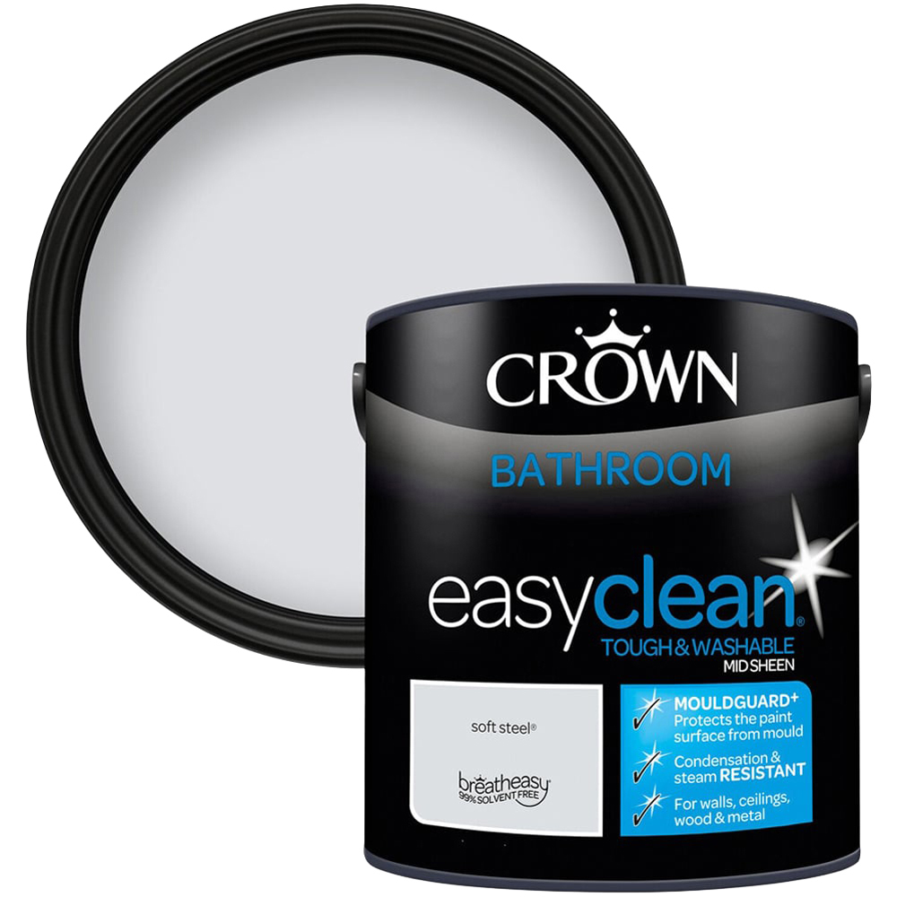 Crown Easyclean Bathroom Paint - Soft Steel Image 1