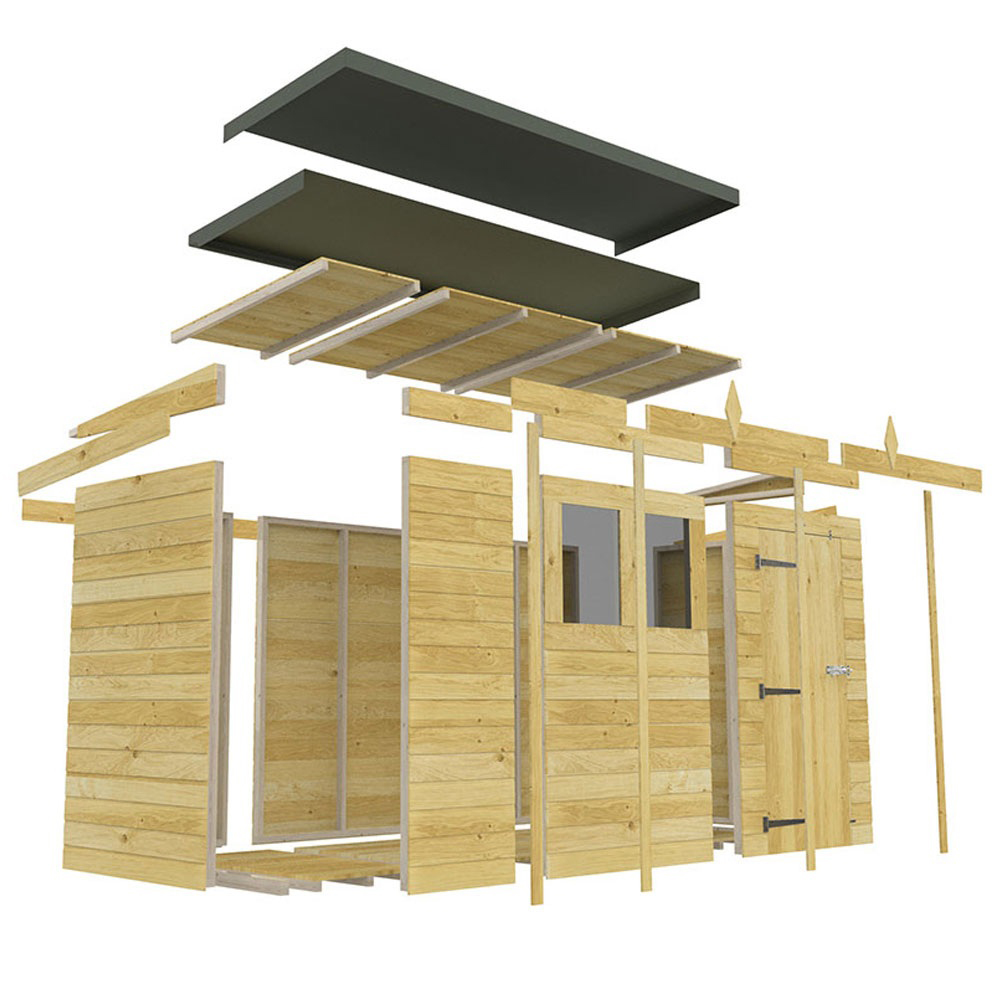 DIY Sheds 14 x 4ft Tongue and Groove Timber Pent Security Shed Image 3