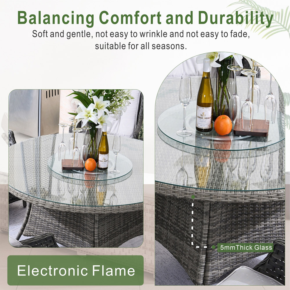 Direct wicker Grey 6 Seater Rattan Aluminium Garden Dining Set with Lazy Susan Image 4