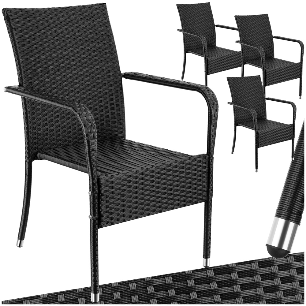 tectake Girona Set of 4 Garden Polyrattan Stackable Chair Image 2