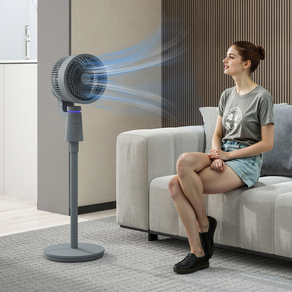HOMCOM Grey Oscillating Pedestal Fan 37 inch Image 2