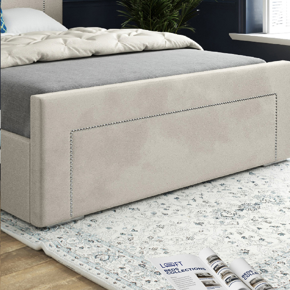 Lucca Silver Double Velvet Upholstered Bed Frame with High Headboard Image 4