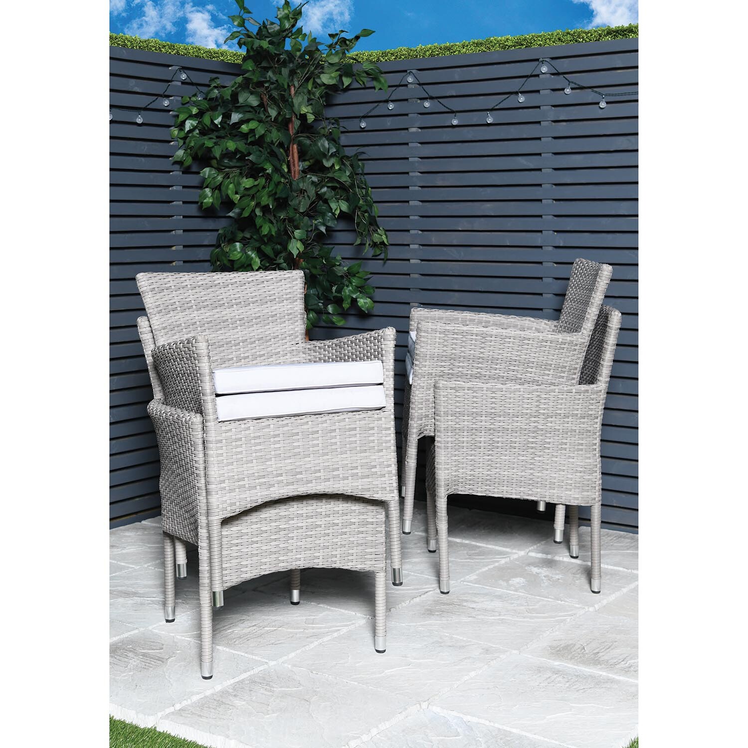 Malay Madrid Polyester Rattan 4 Seater Dining Set Grey Image 7