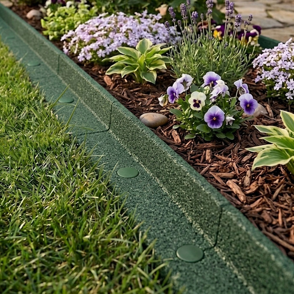 MonsterShop Green Flexible Lawn Edging with Mallet 55.2m Image 2