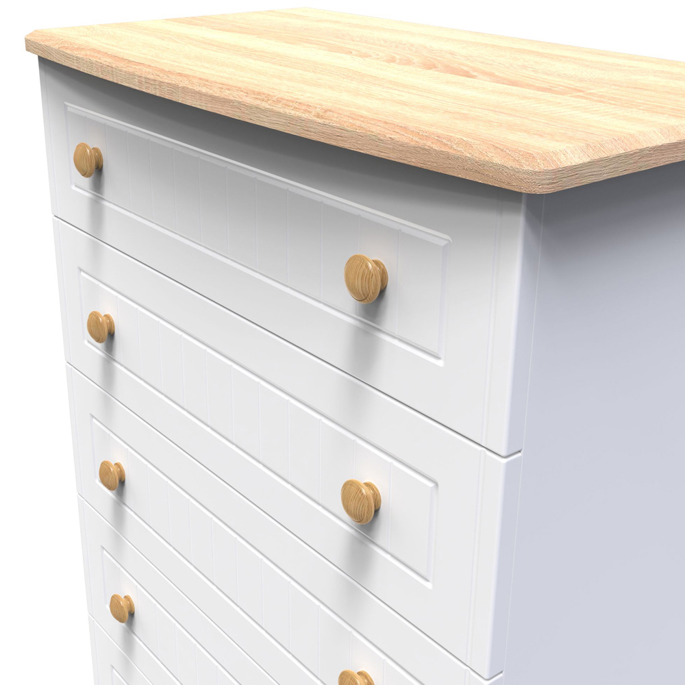 Crowndale Warwick 5 Drawer White Ash and Oak Chest of Drawers Image 5