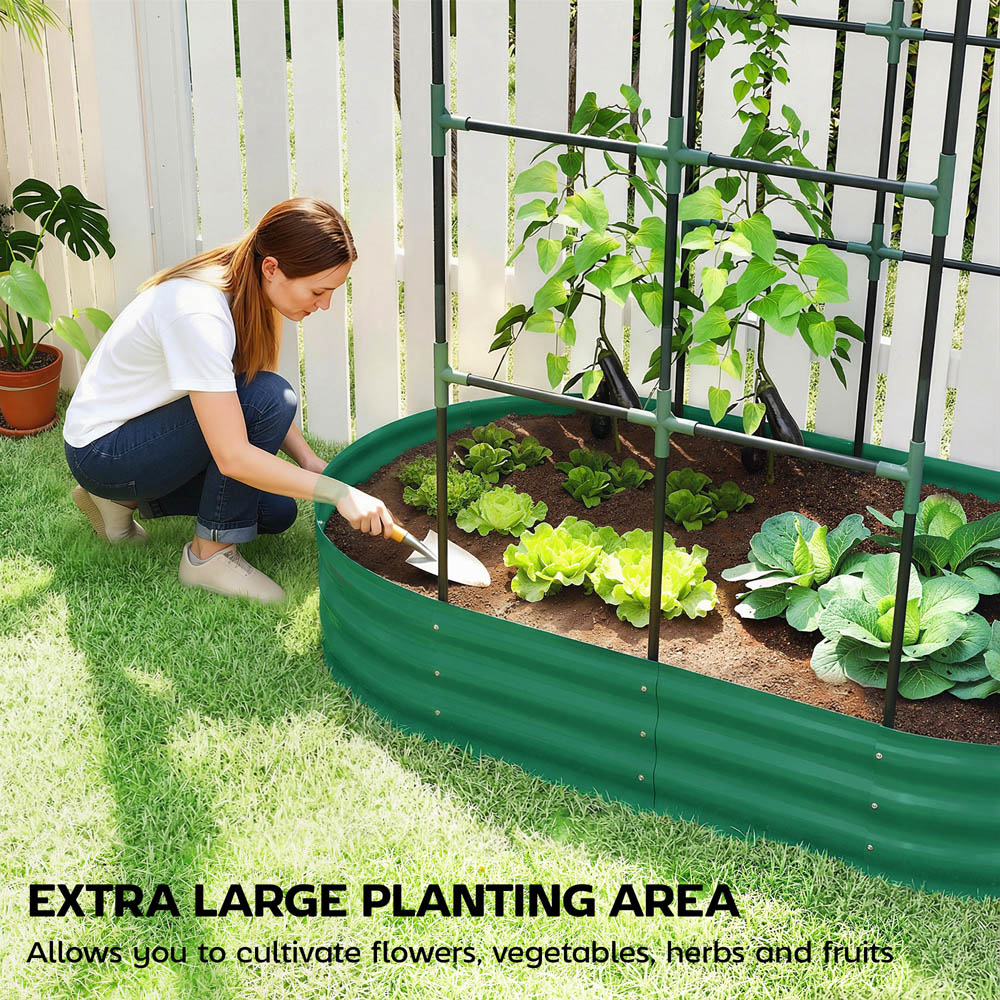 Outsunny Green Galvanised Raised Garden Bed with Trellis 180 x 90 x 160cm Image 6