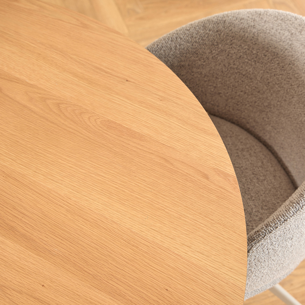 Florence Soli 4 Seater Round Dining Table Set Oak Grey and Beige Image 6