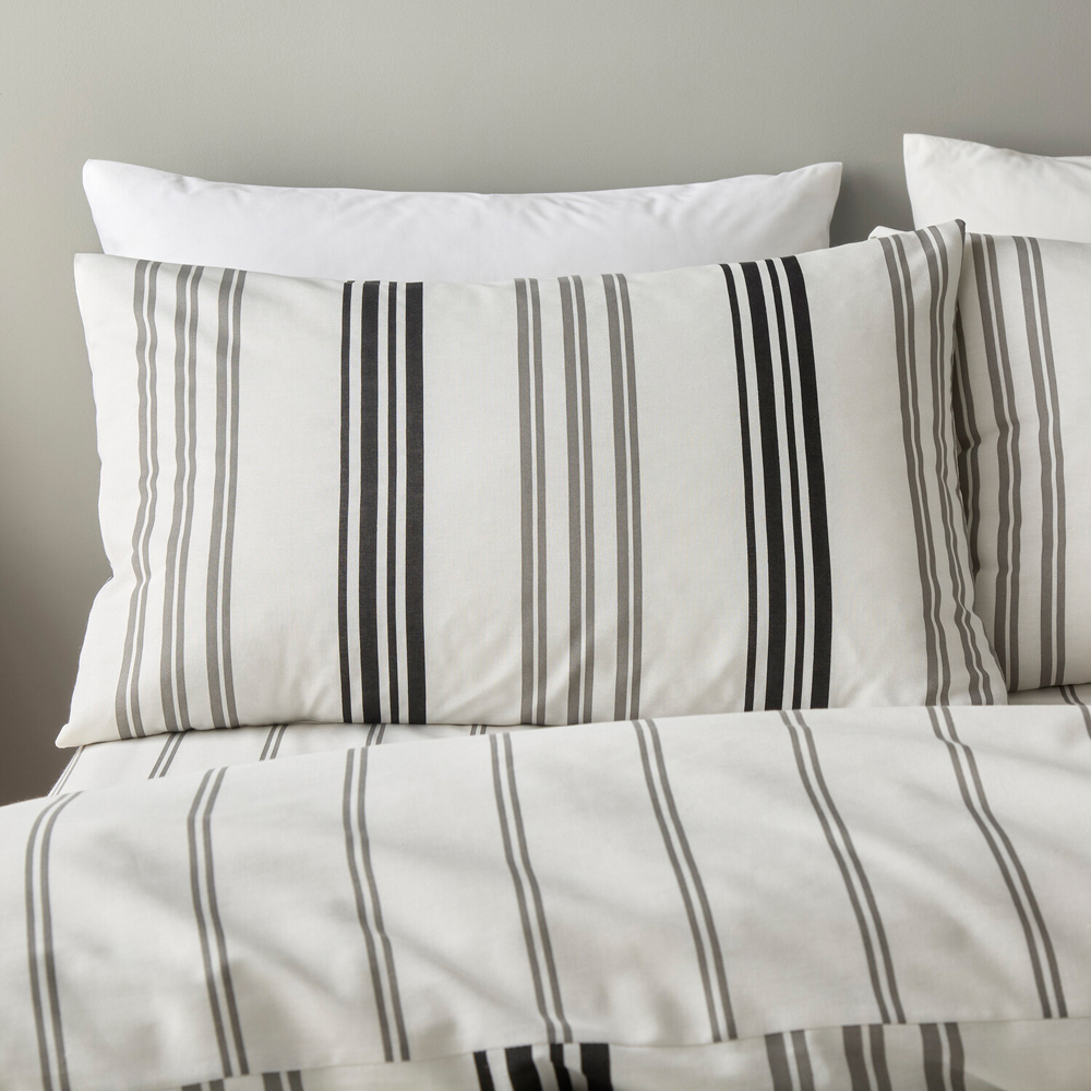 Linear Stripe Bedding Set Monochrome Double Image 2