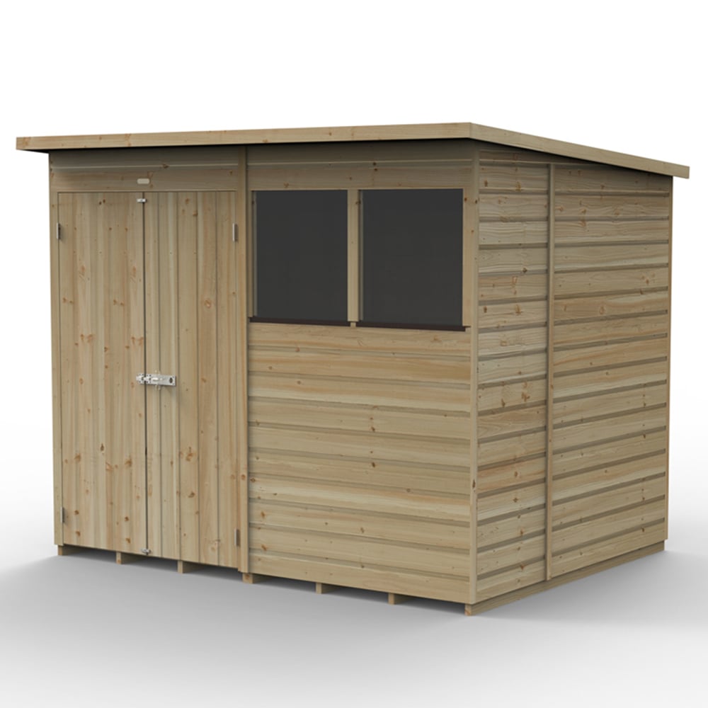 Forest Garden 8 x 6ft Beckwood Double Door 2 Window Pent Shed Image 3