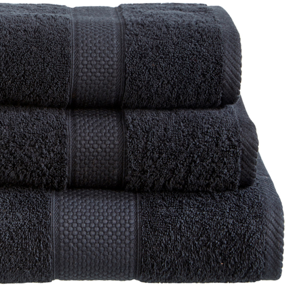 Imperial Ringspun Combed Cotton Black Turkish Hand Towel 2 Pack Image 2