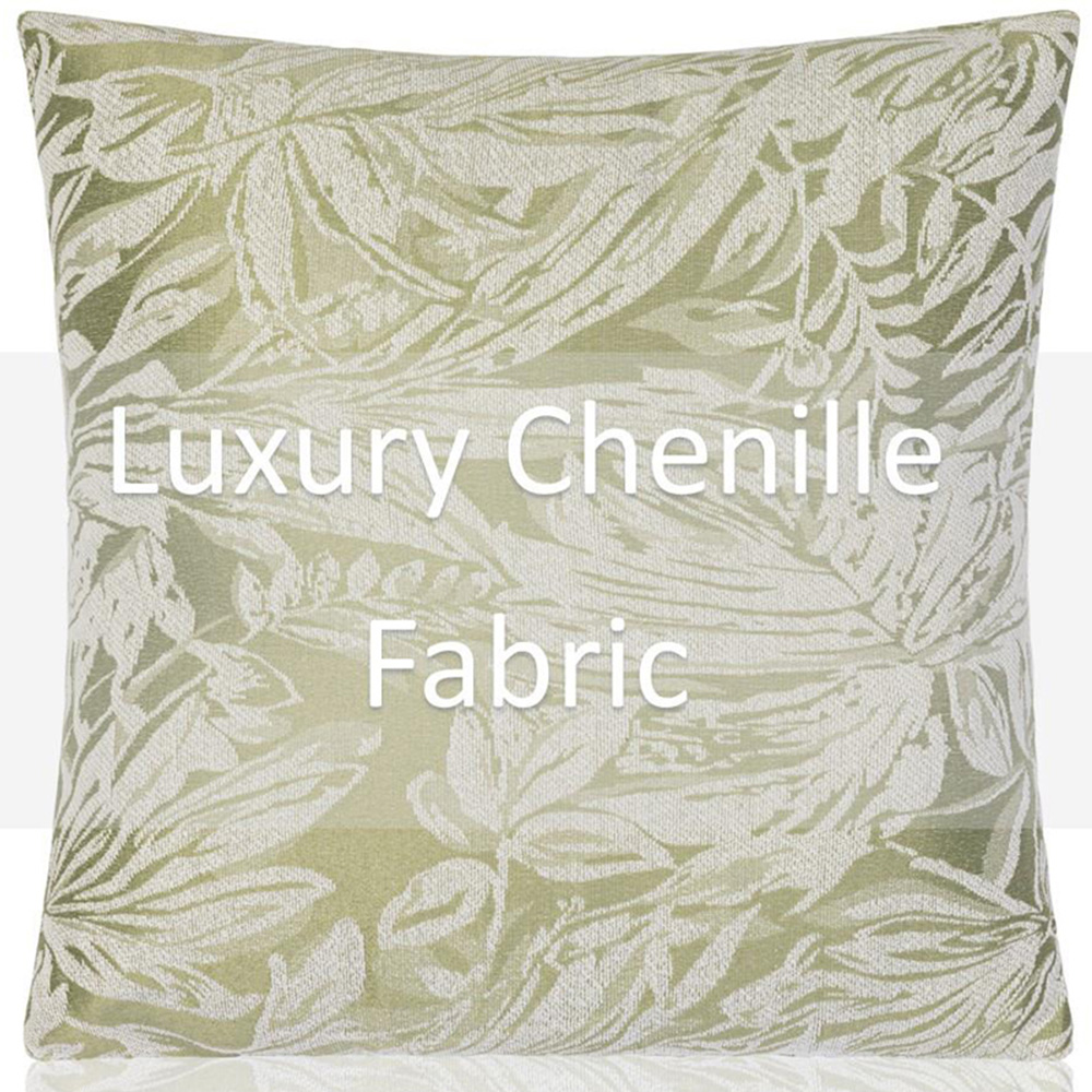 Alan Symonds Green Chenille Botanic Cushion with Polyester Filled Pad 45 x 45cm 4 Pack Image 3