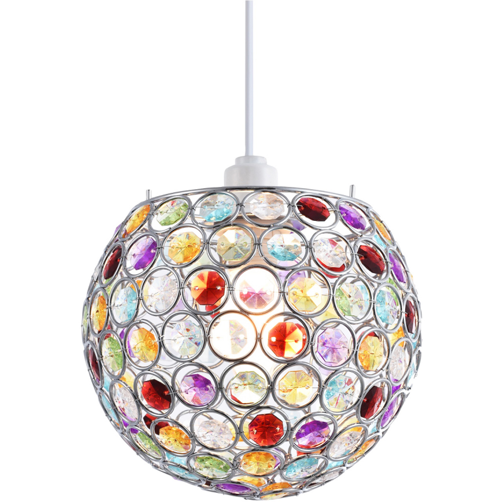 Happy Homewares Round Globe Small Multi Acrylic Bead Jewels Pendant Shade Image 3
