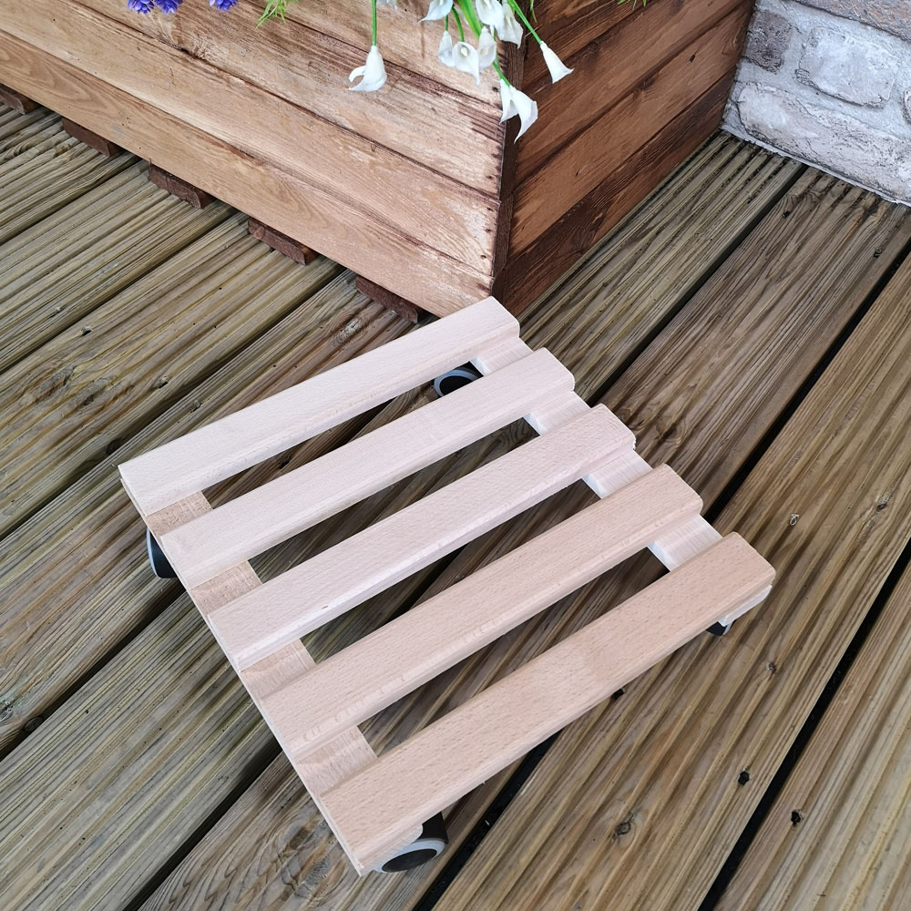 Samuel Alexander Square Wooden Plant Pot Stand Trolley on Castors 29 x 29cm Image 7