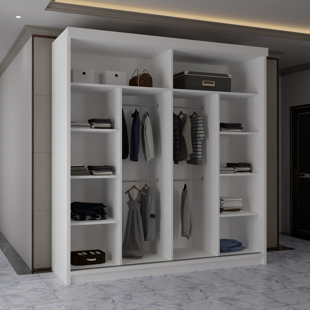 Sliding Wardrobes 4U 2 Sliding Door White Half Mirrored Wardrobe 203cm Image 4