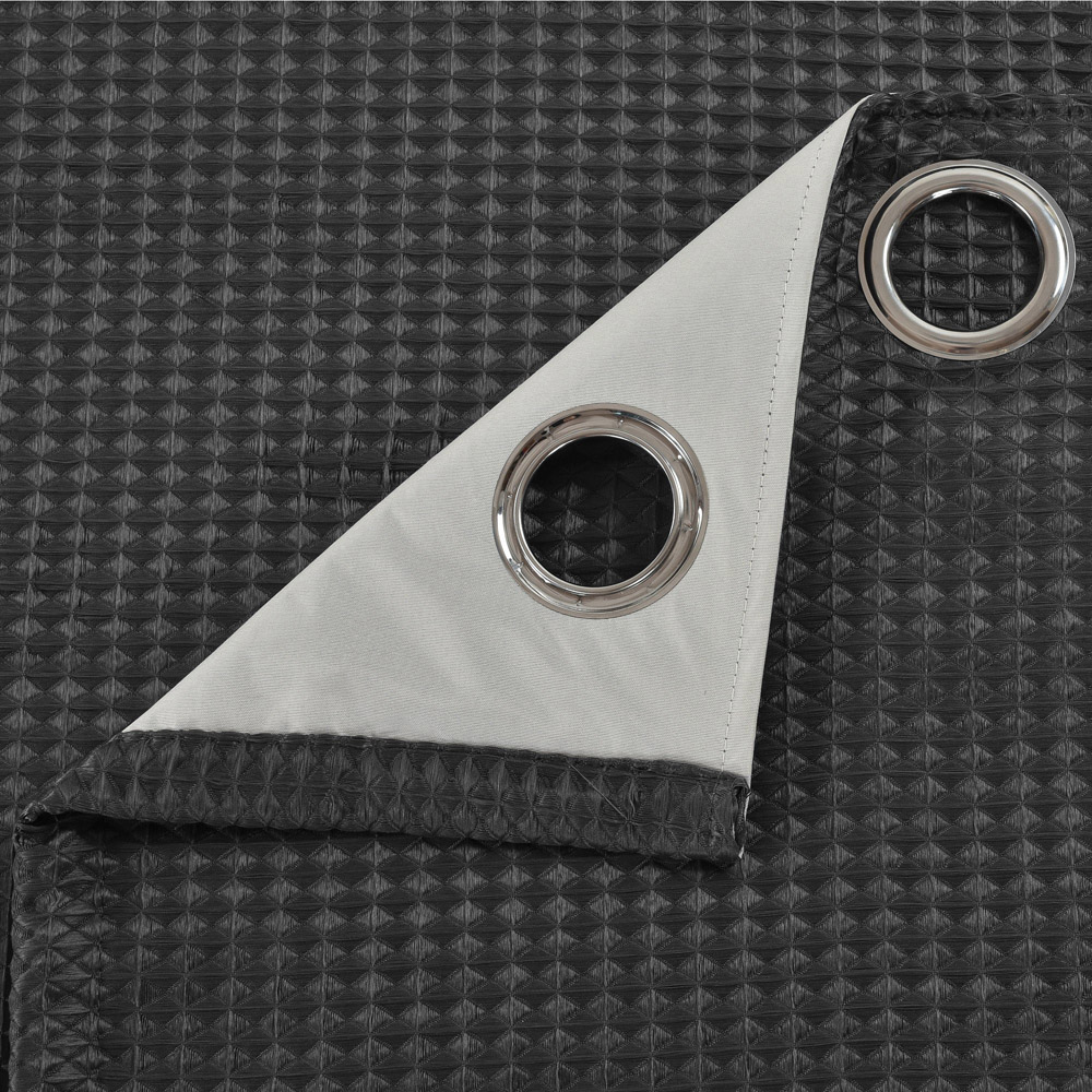 Velosso Waffle Charcoal Blackout Curtains 137 x 116cm Image 3