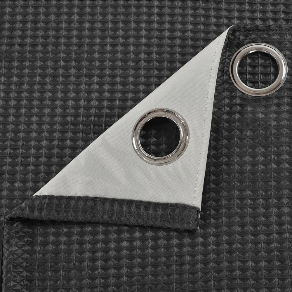 Velosso Waffle Charcoal Blackout Curtains 183 x 229cm Image 3