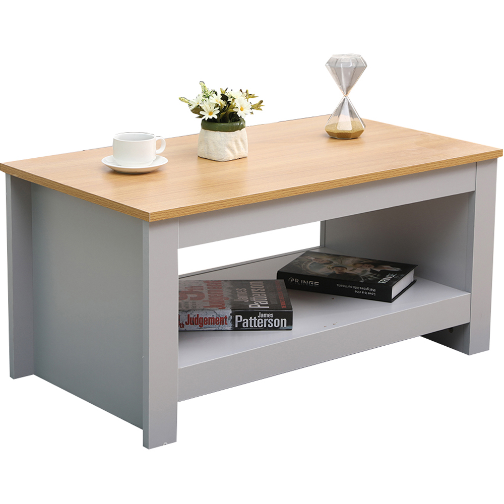 FurnitureHMD Single Shelf Grey and Oak Effect Wooden Coffee Table Image 2