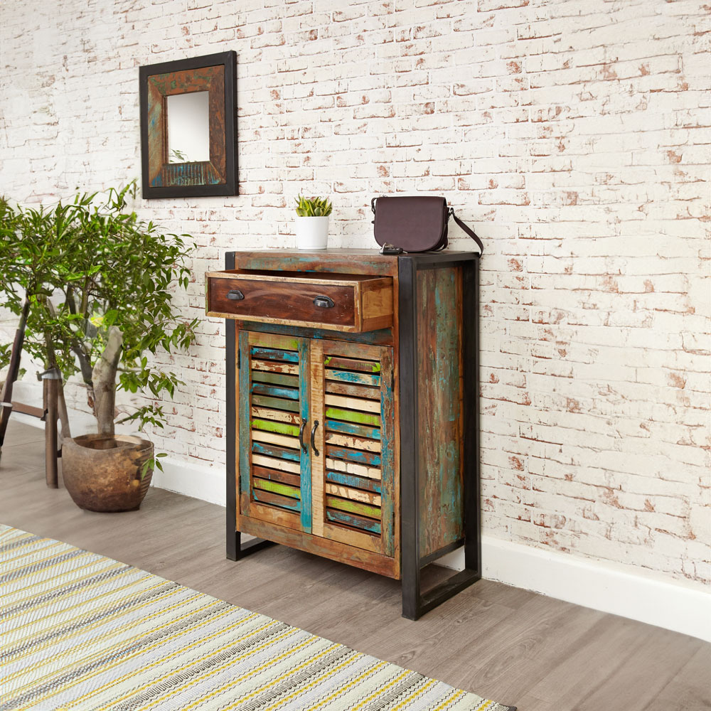 Baumhaus Urban Chic 2 Door Single Drawer Shoe Cabinet Image 4