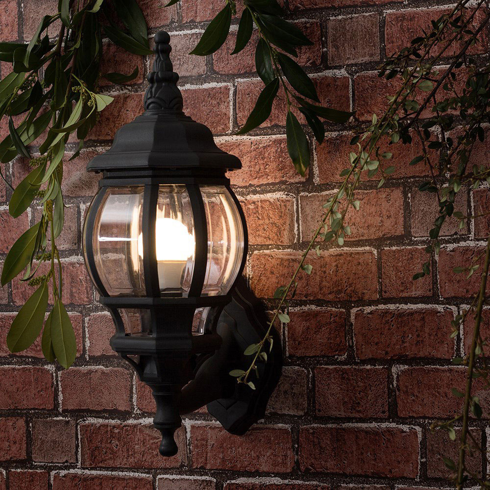 ValueLights Windsor Black Outdoor Wall Light Image 2