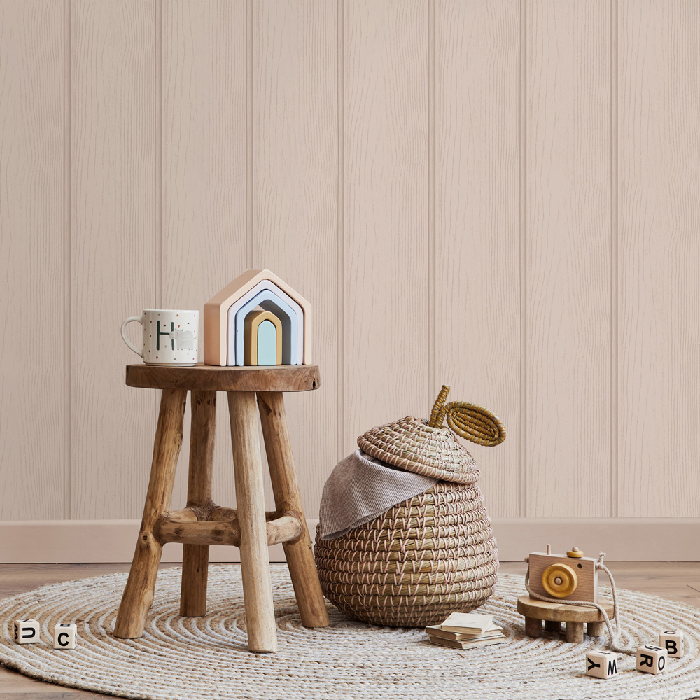 Holden Decor Tongue and Groove Pink Wallpaper Image 3