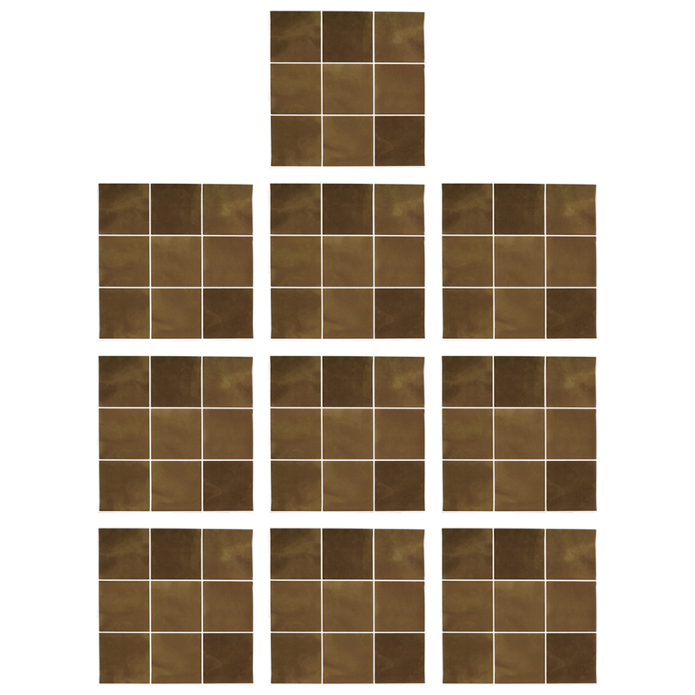 Living and Home 9 Grid Terracotta Peel and Stick Wall Tile Sticker 10 Pack Image 3