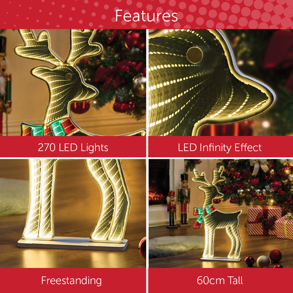 The Christmas Workshop LED Reindeer Man Infinity Light Xmas Decoration 60cm Image 5