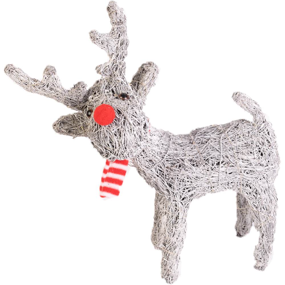 Marco Paul Rattan Warm White LED Sparkly Blitzen Reindeer Decoration Ornament Image 2