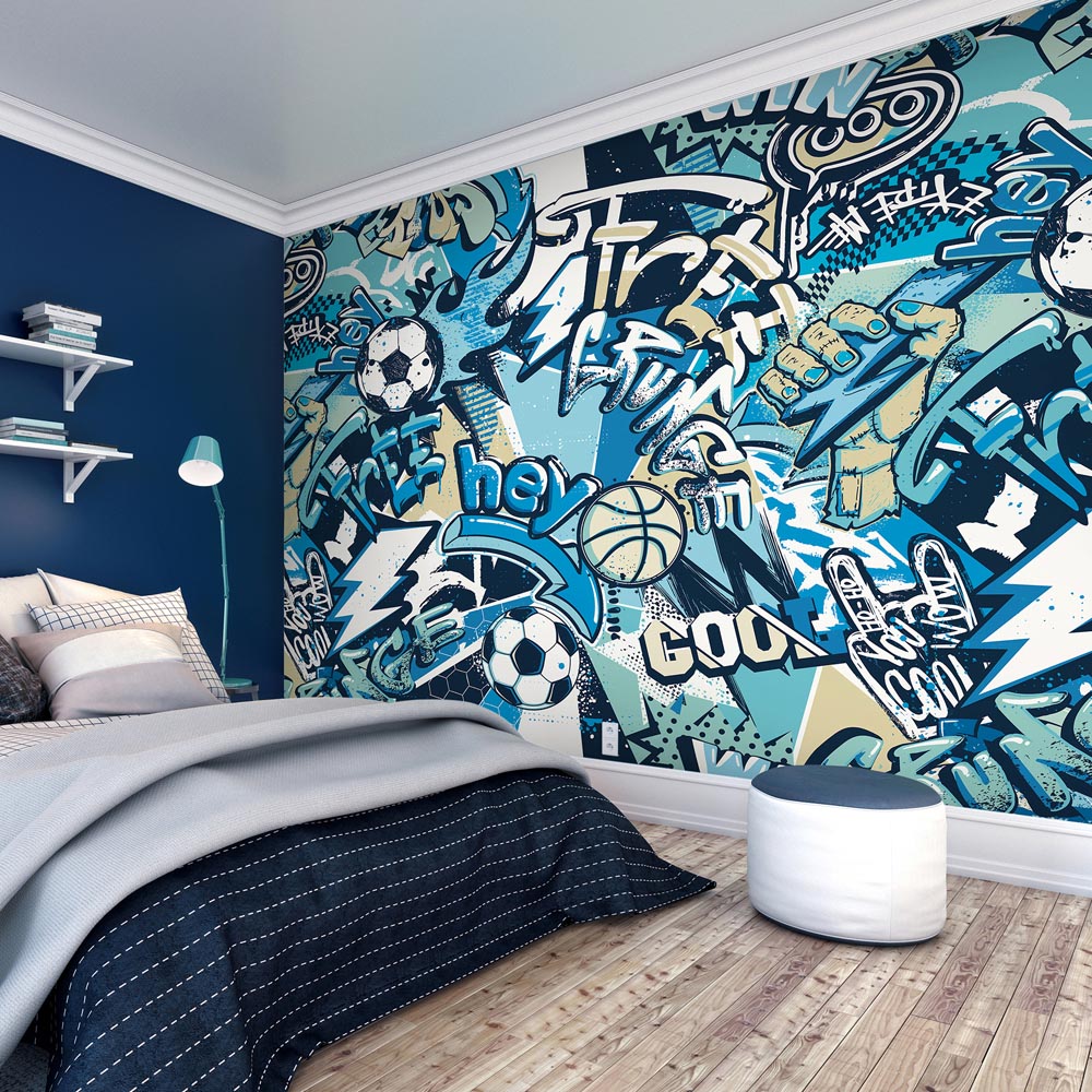 Origin Murals Sports Graffiti Blue Mix Wall Mural Medium Image 3