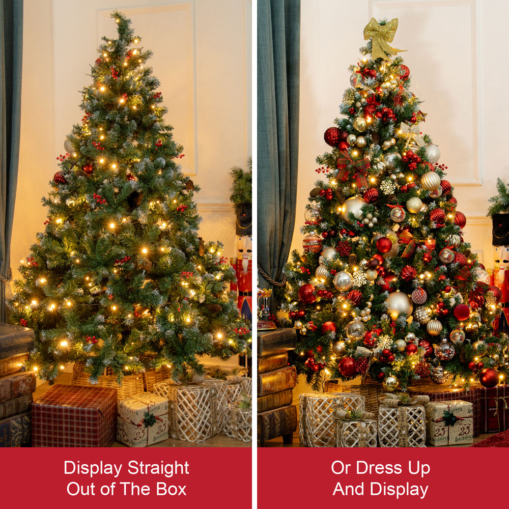 The Christmas Workshop 200 Warm White LED Pre-Lit Christmas Tree with Berries and Pinecones 7ft Image 7