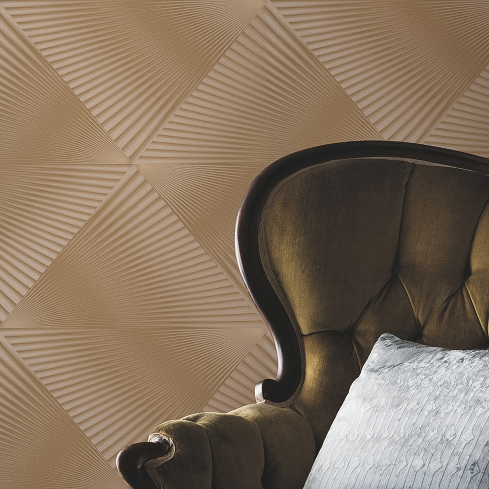 Erismann In Style Opulent 3D Effect Geometric Gold Satin Finish Vinyl Wallpaper Image 3