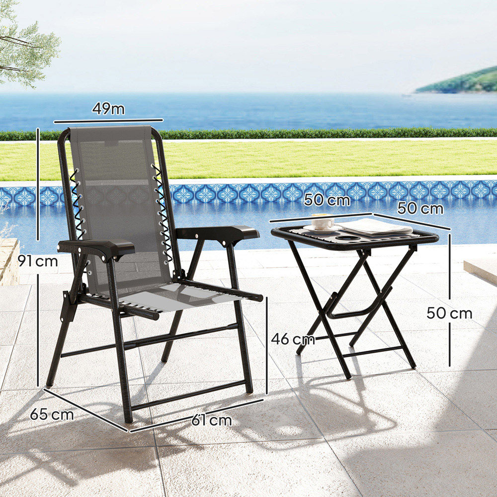Outsunny 2 Seater Foldable Garden Bistro Set with Cup Holders Dark Grey Image 8