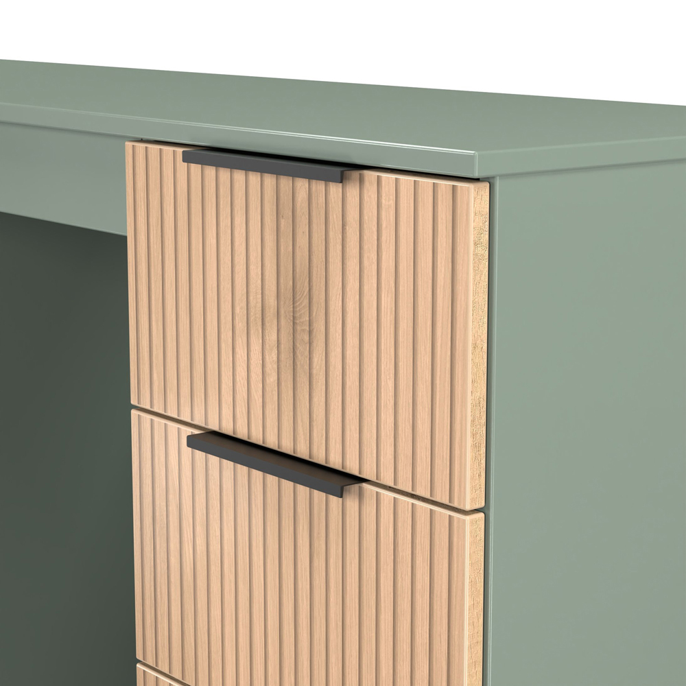 Crowndale Java 6 Drawer Slatt Effect and Reed Green Kneehole Desk Image 6
