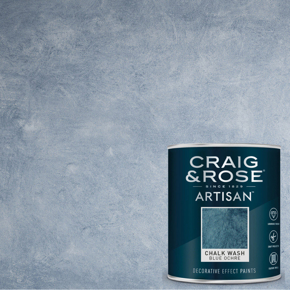 Craig & Rose Artisan Feature Wall Blue Ochre Chalk Wash Paint 750ml Image 4