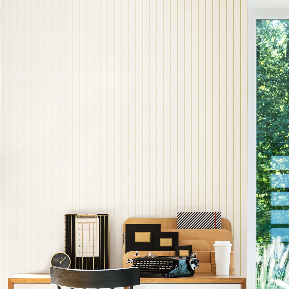 Hoopla Walls Purity Scallop Stripe Green Wallpaper Image 2