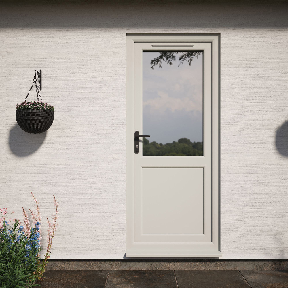 Crystal Agate and White Half Glass RH Open Clear Triple Glazed Door 840 x 2090mm Image 4