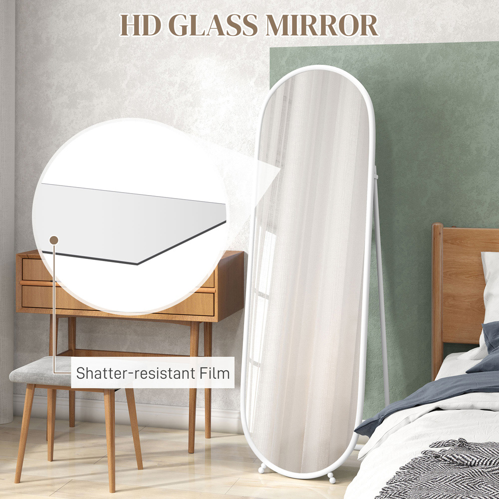 Portland White Oval Full Length Mirror Image 6