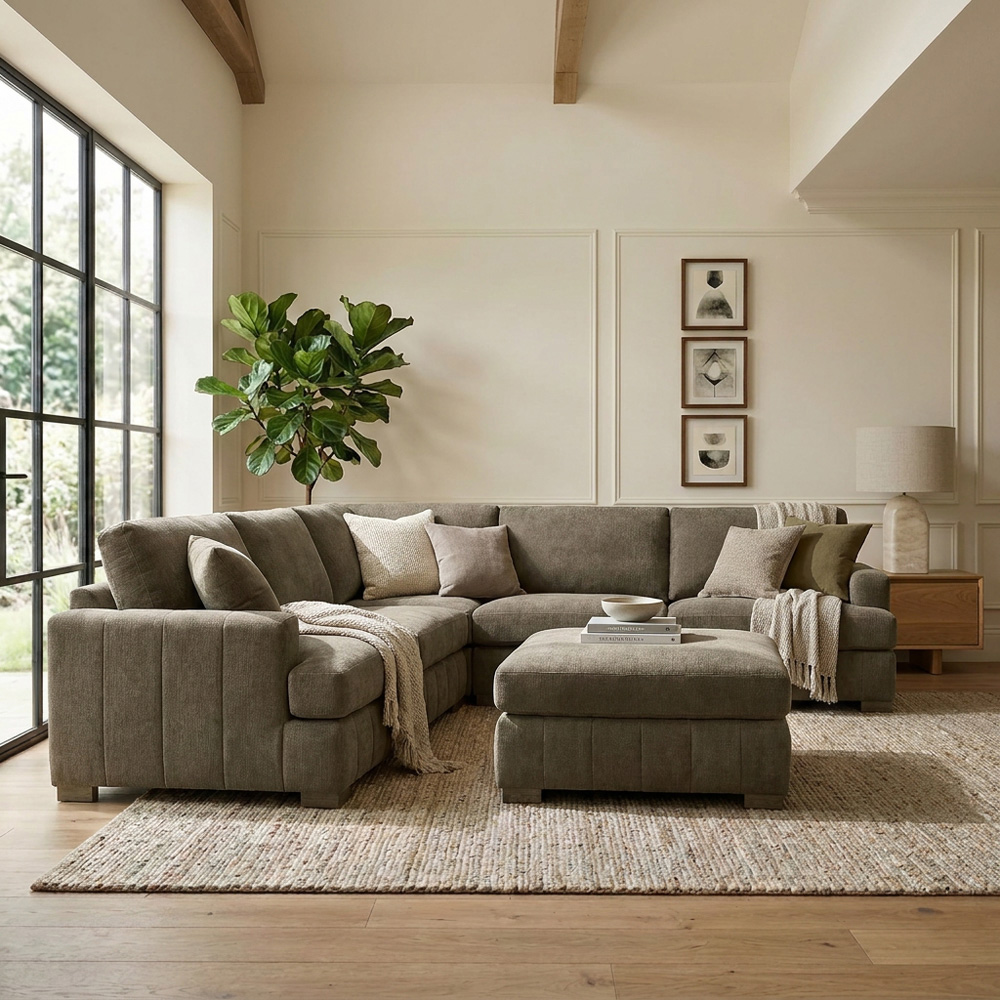 Arden Corner Sofa with Footstool Green Image 3