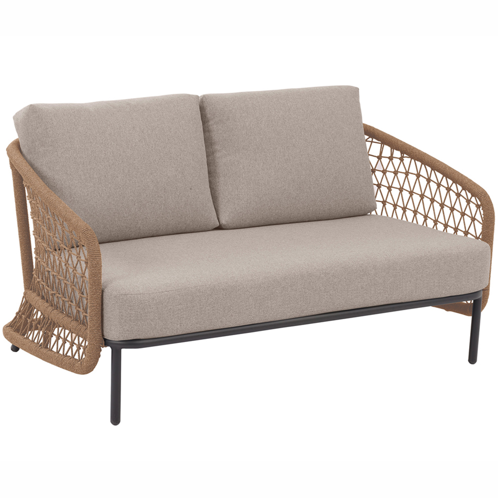 Norfolk Collection Peakdale Beige Twisted Wicker 4 Seater Outdoor Sofa Set Image 3