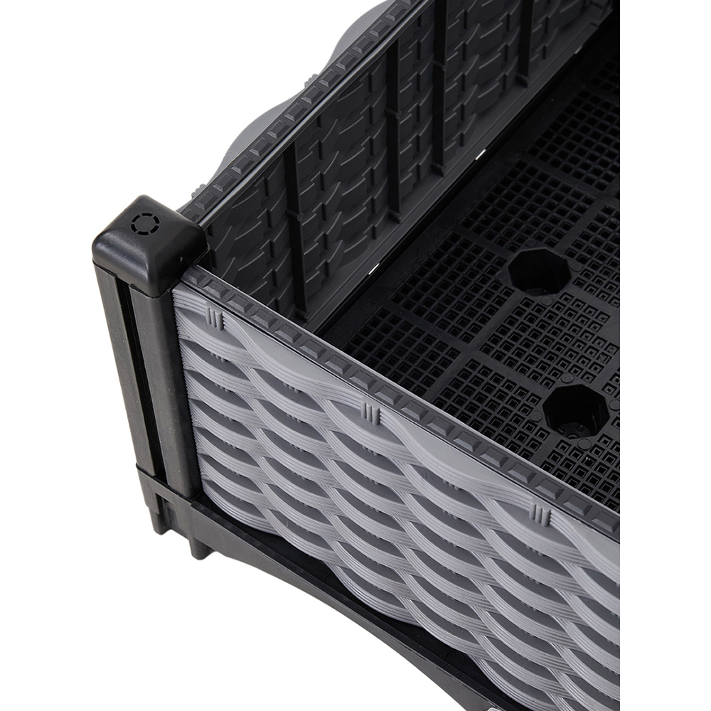 Living and Home Grey and Black Plastic Rattan Look Raised Garden Bed 22 x 80 x 40cm Image 4