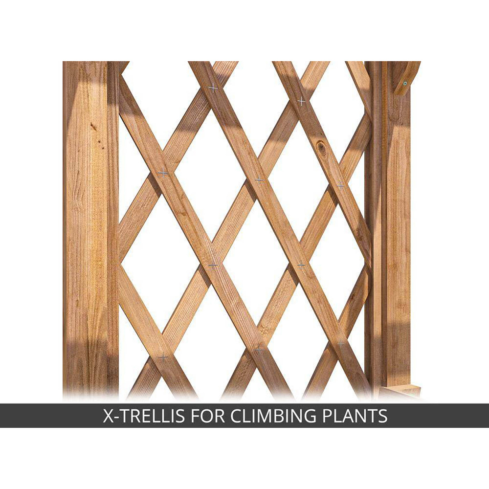 Dunster House Jasmine 6 x 4.5ft Brown Timber Corner Pergola Arch with Trellis Lattice Image 7