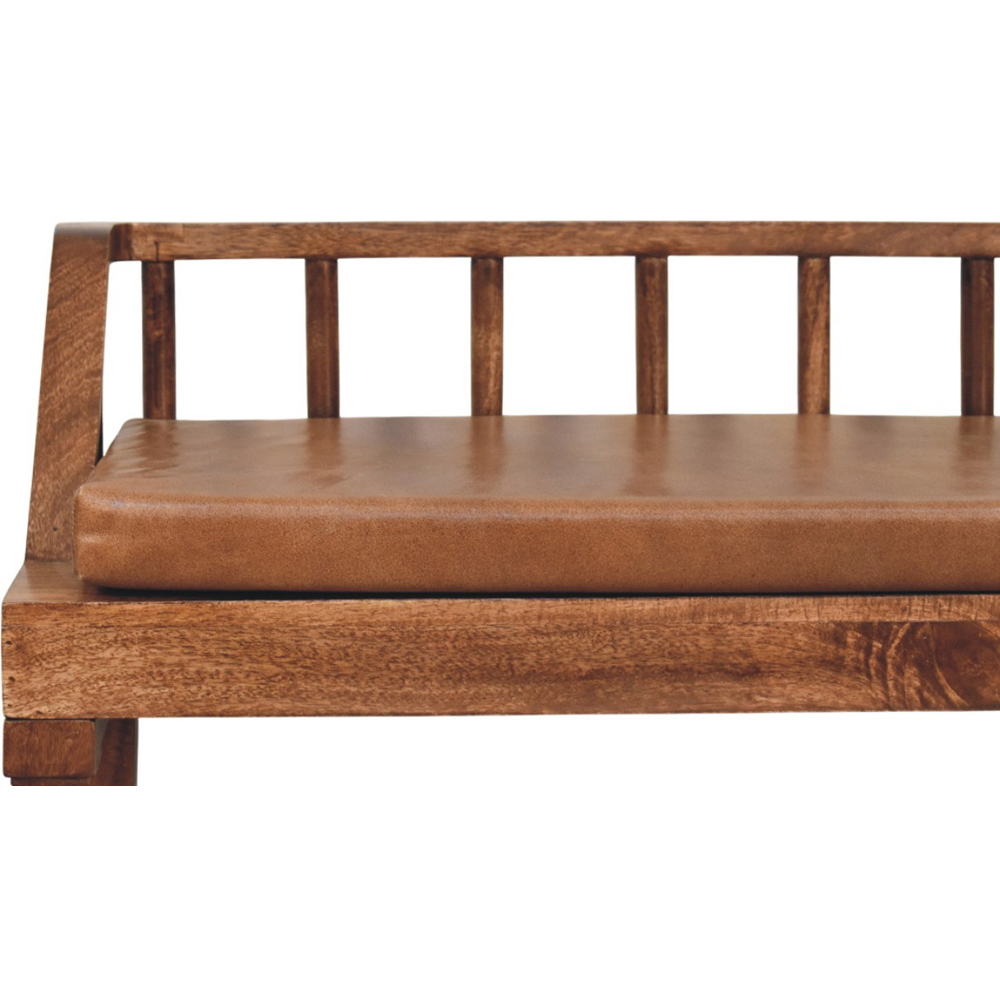 Artisan Furniture Bordeaux Roasted Almond 2 Seater Leather Upholstered Solid Wood Bench Image 5