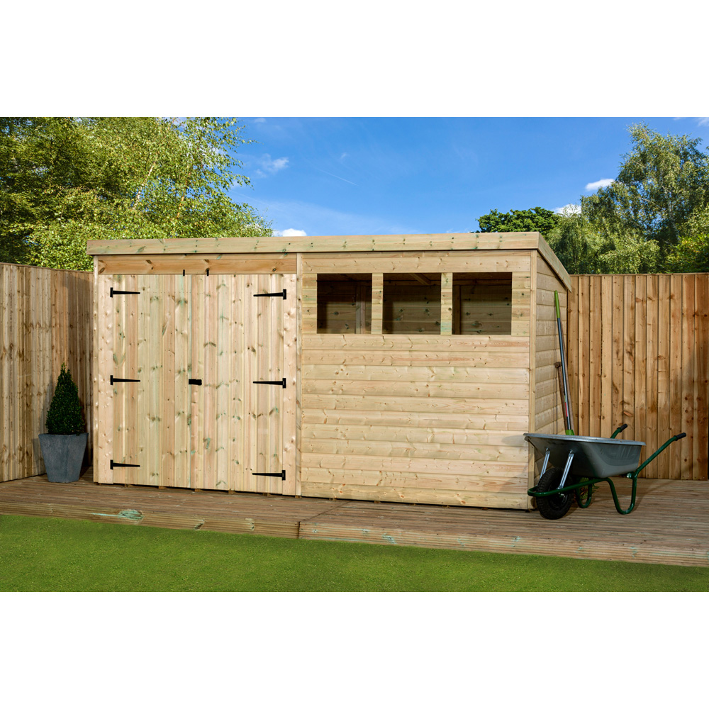 Empire Sheds 4000 14 x 4ft Double Door Tongue and Groove Wooden Pent Garden Shed Image 2
